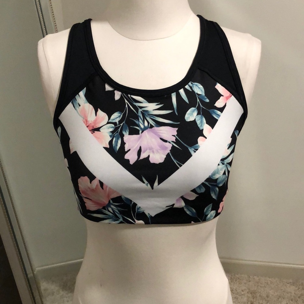 VS PINK ULTIMATE UNLINED FLORAL ACTIVE SPORT BRA